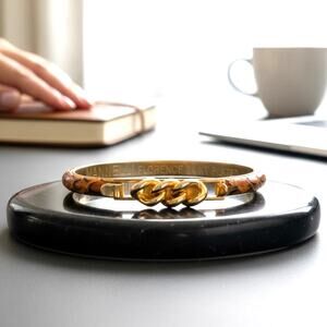 Vintage 24K Gold Plated Snakeskin Bracelet Mannelli Florence